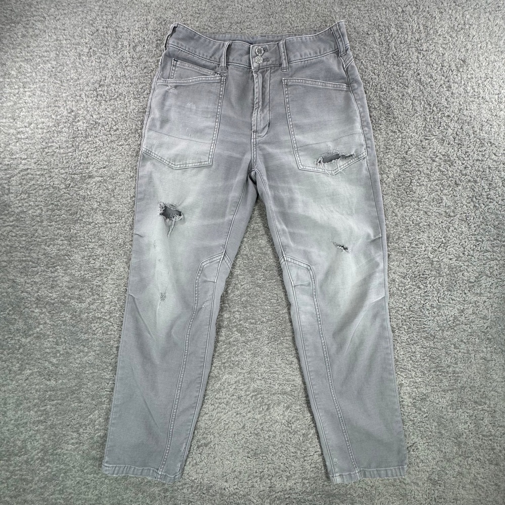 Pilcro The Wanderer Gray Distressed‎ Utility Pants Womens 27 High Rise Tapered